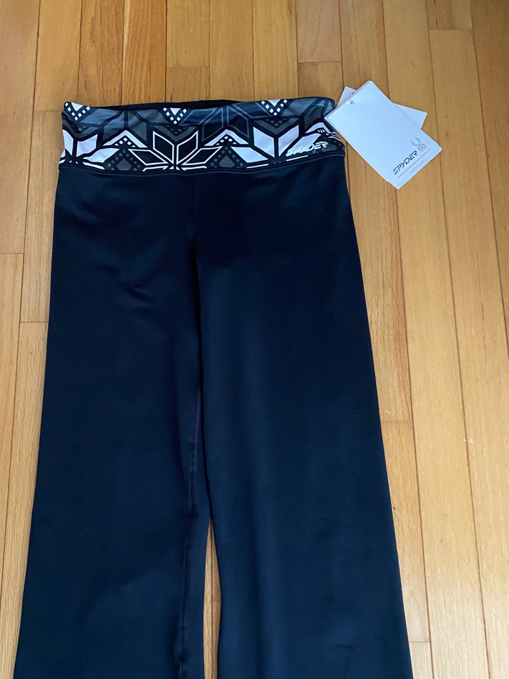 Spyder Black Wide-Leg Pants with Geometric Waistband
